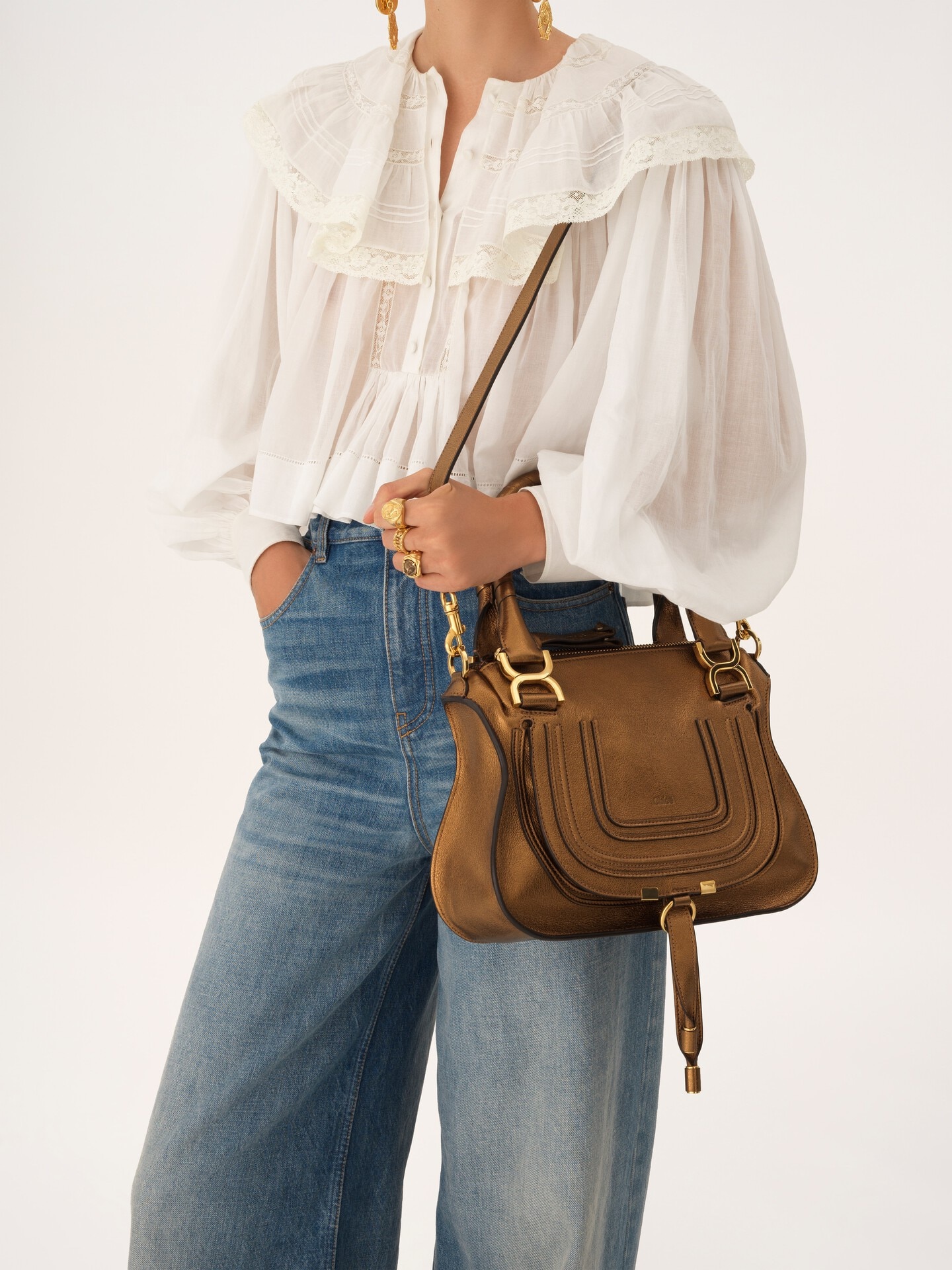 Small Marcie bag in metallic leather - 3