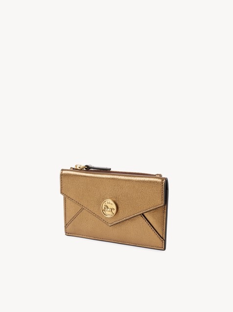 Small Envelope purse with card slots in metallized leather