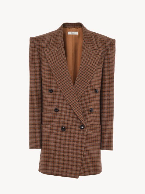 Tailored double-breasted jacket in houndstooth wool
