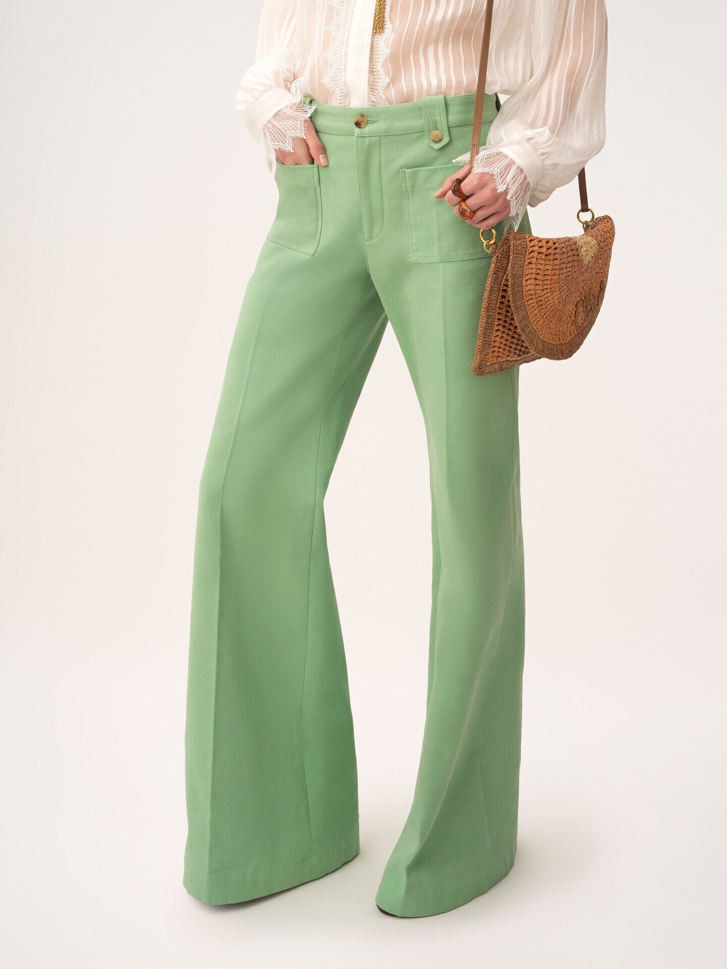 Flared trousers in cotton canvas - 4