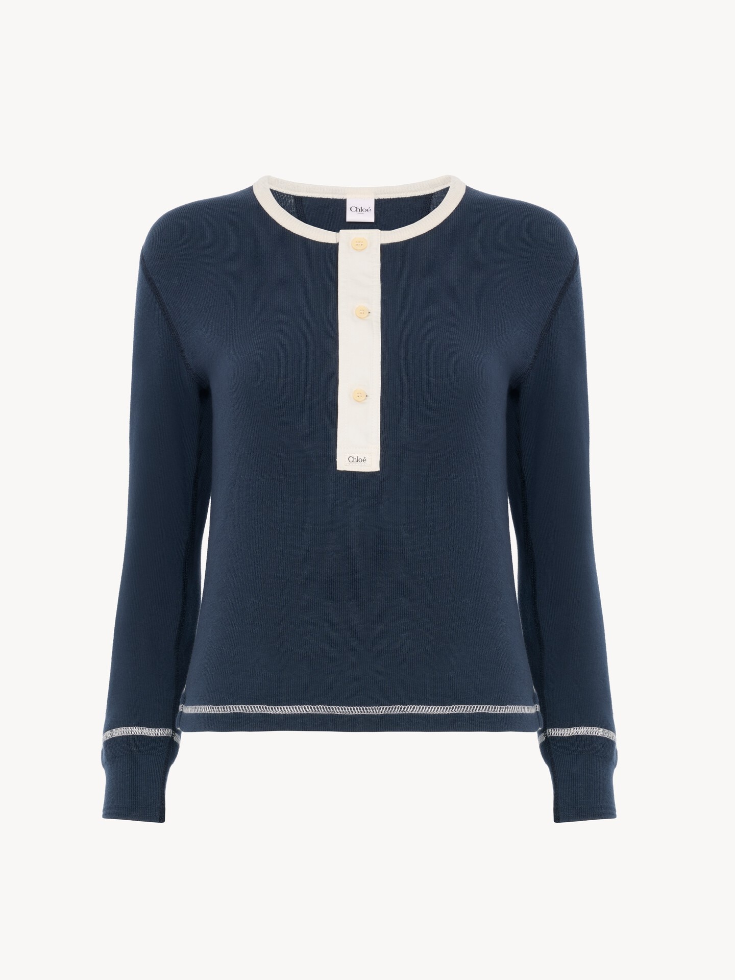 Fitted Henley shirt in cotton jersey - 2