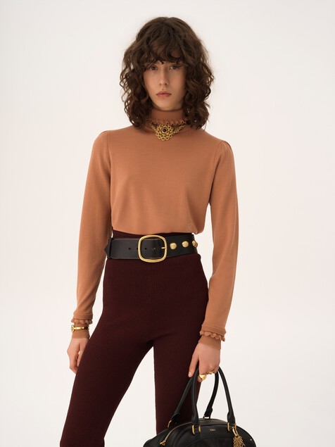 Jersey de cuello alto de punto de lana merina