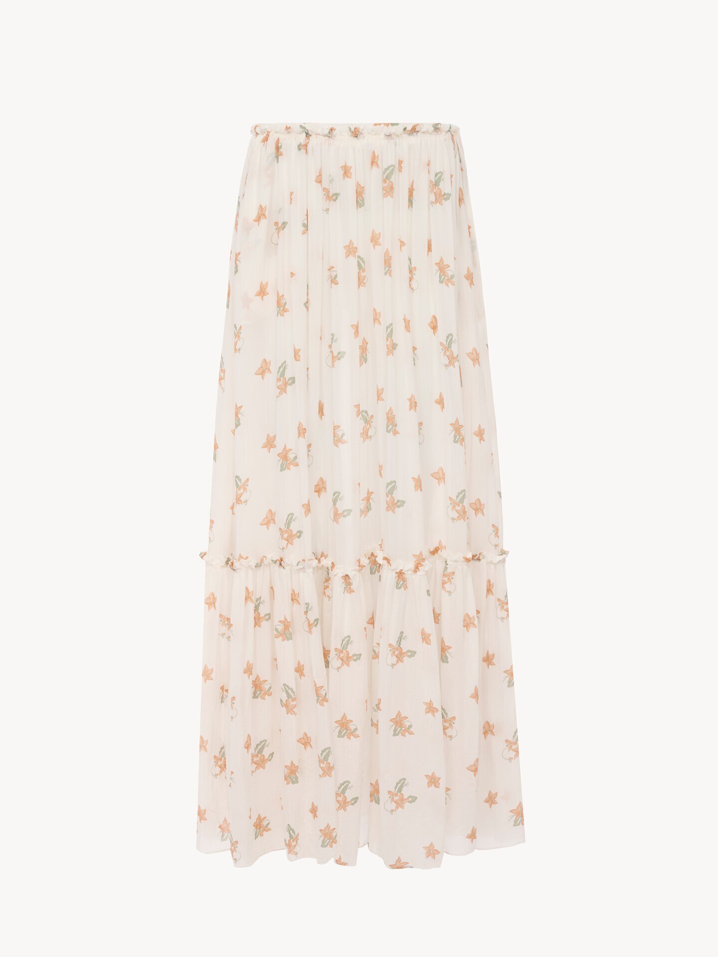 Gathered long skirt in silk charmeuse - 2