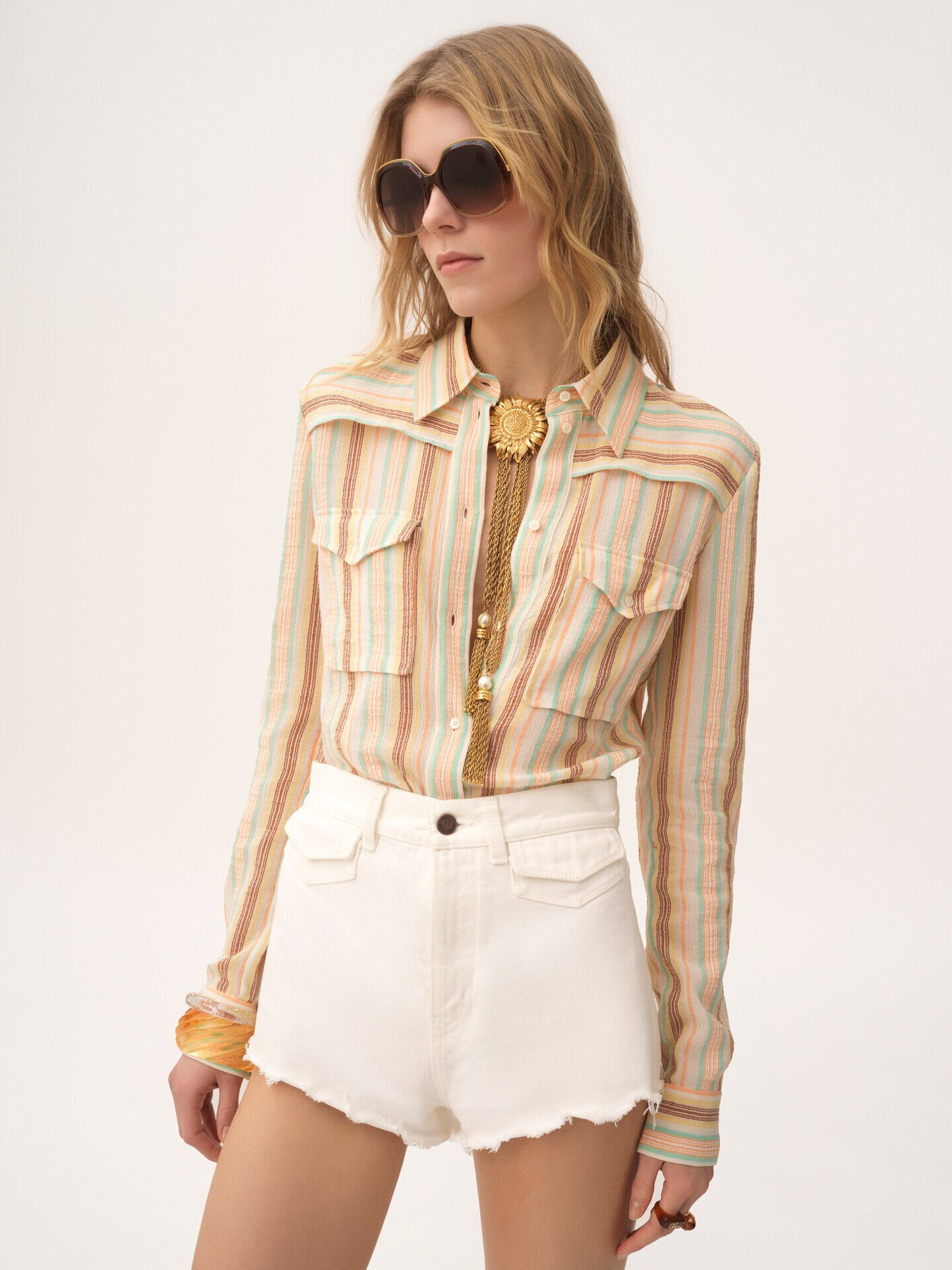 High-rise mini shorts in denim - 4