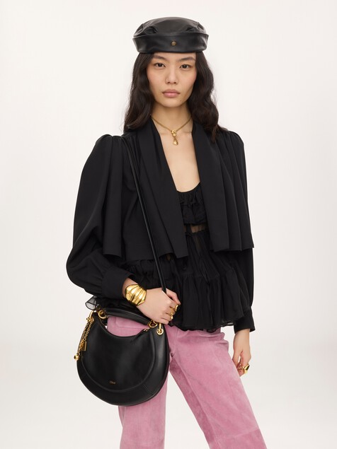 Bolso hobo Chlo&eacute; Banana peque&ntilde;o con cremallera de cuero suave