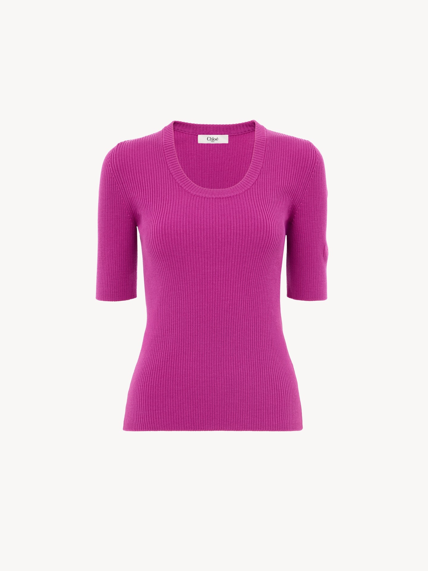 Short-sleeve jumper in a wool knit - 1
