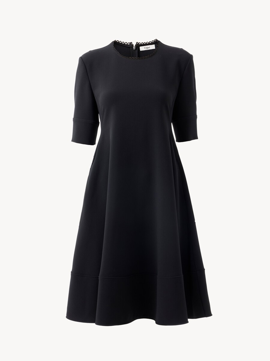 Short A-line dress in cr&ecirc;pe - 1