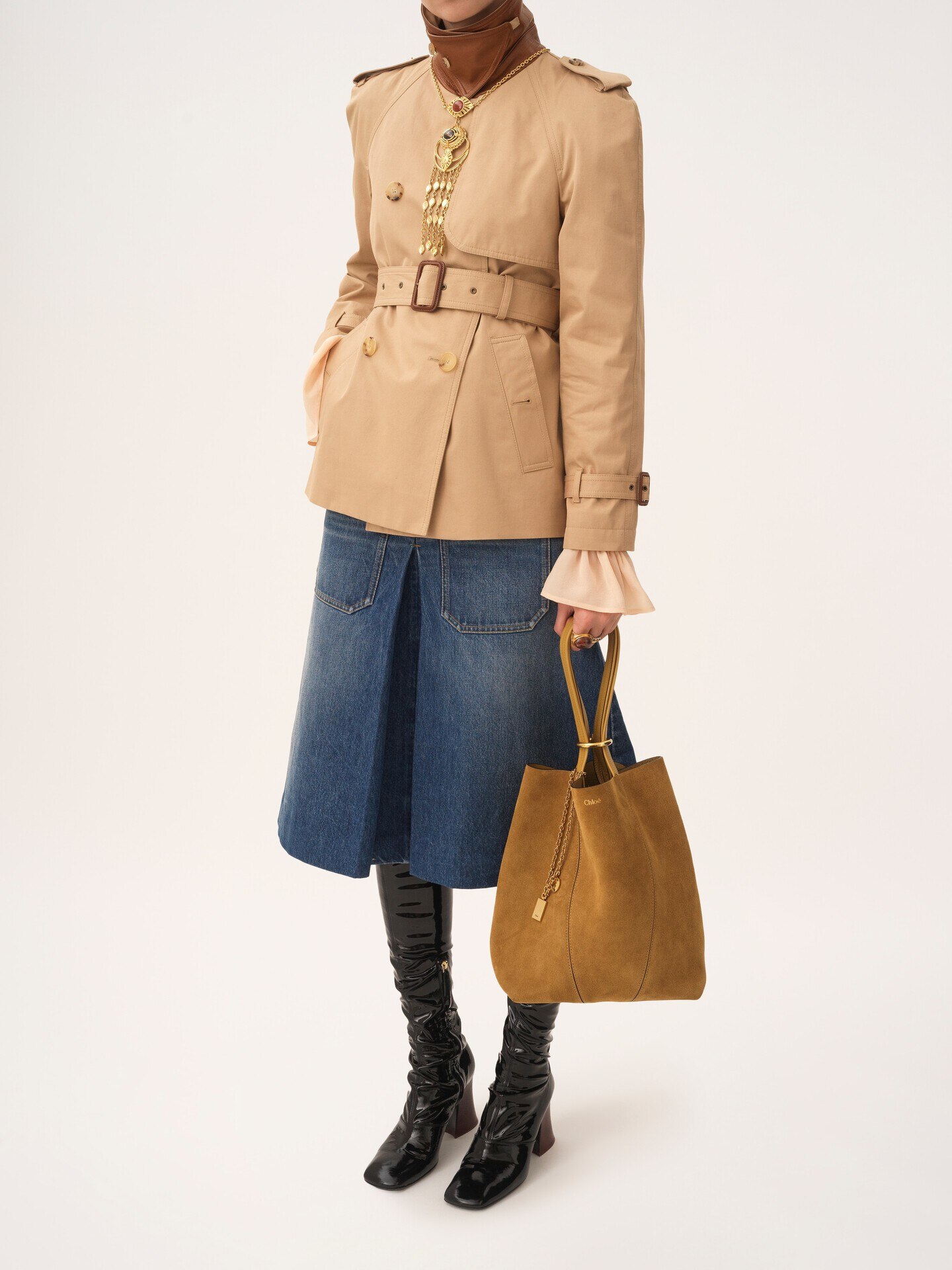 Chloé Spin tote bag in suede leather - 7