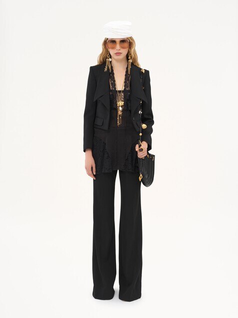 Flared tailored trousers in wool gabardine