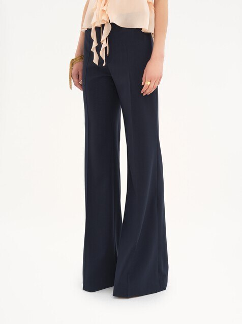 Flared tailored trousers in stretch wool