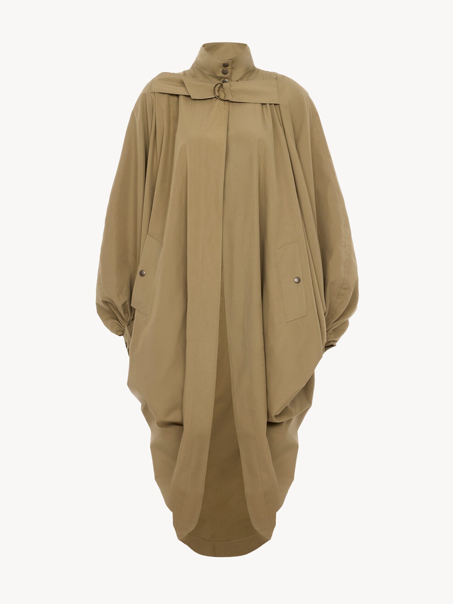 Oversized high-neck cape coat in cotton poplin - 2