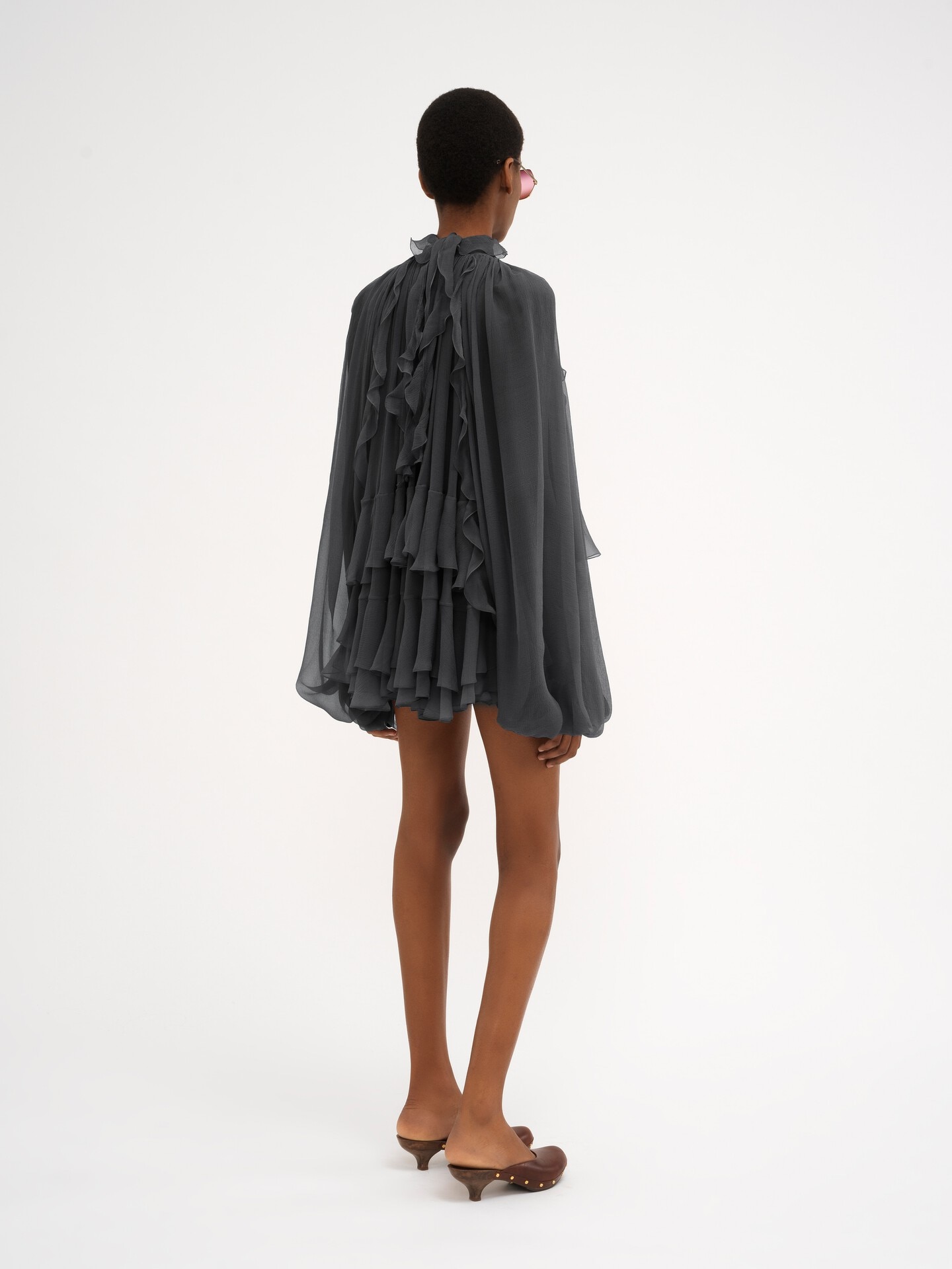 Minivestido capa de muselina de seda - 4