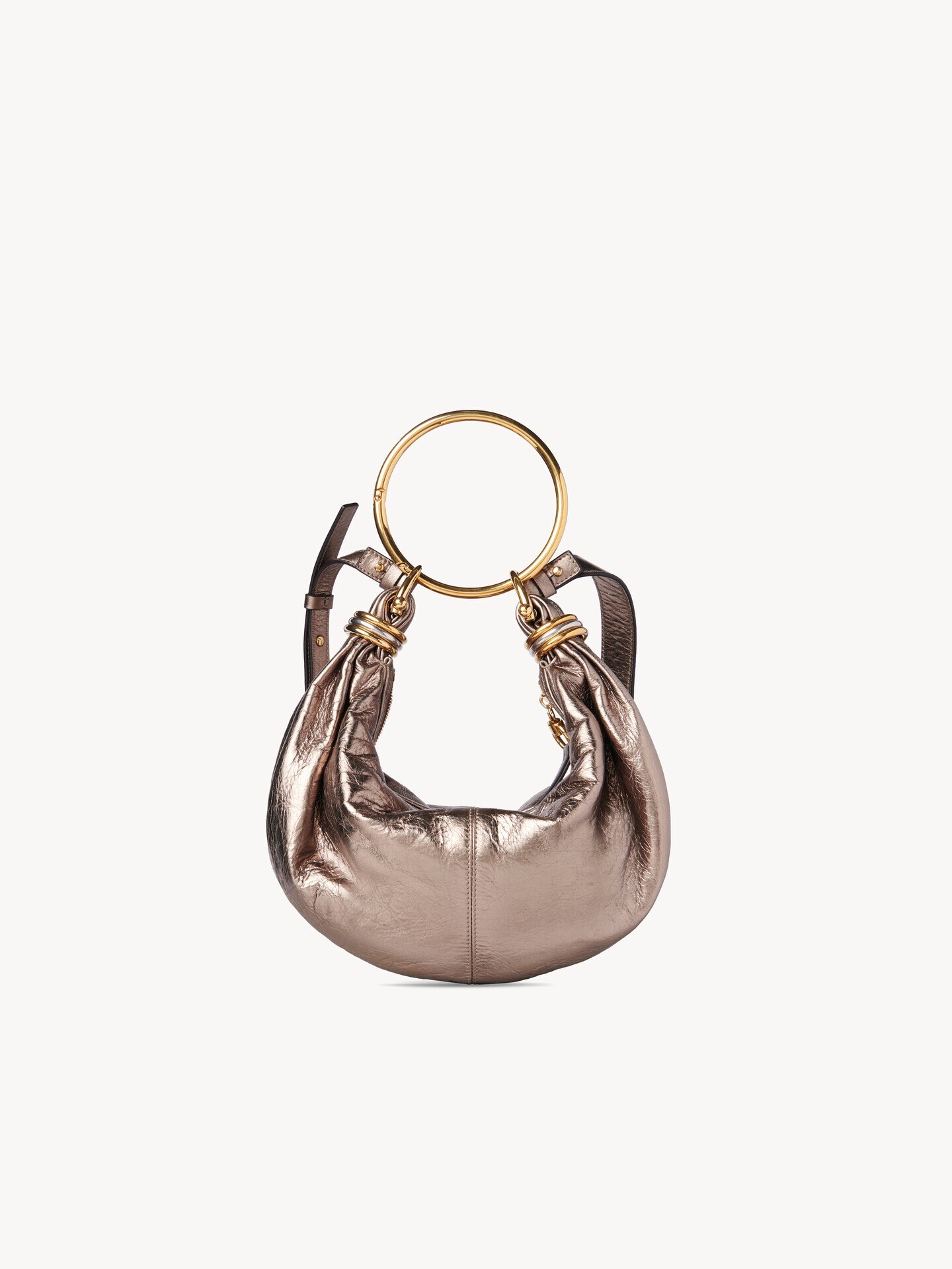 Small Bracelet Hobo bag in metallised leather - 2