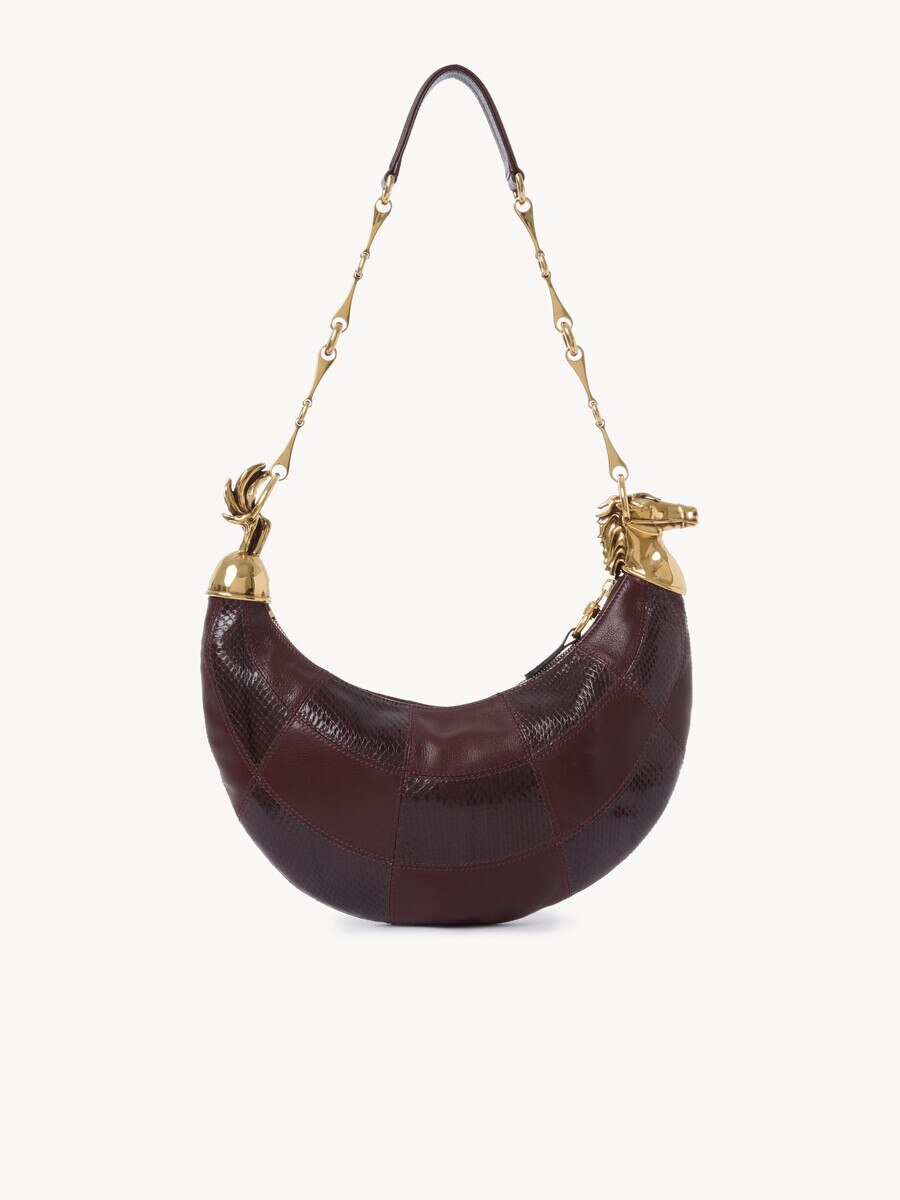 Chain Horse shoulder bag in grained leather & snakeskin - 7