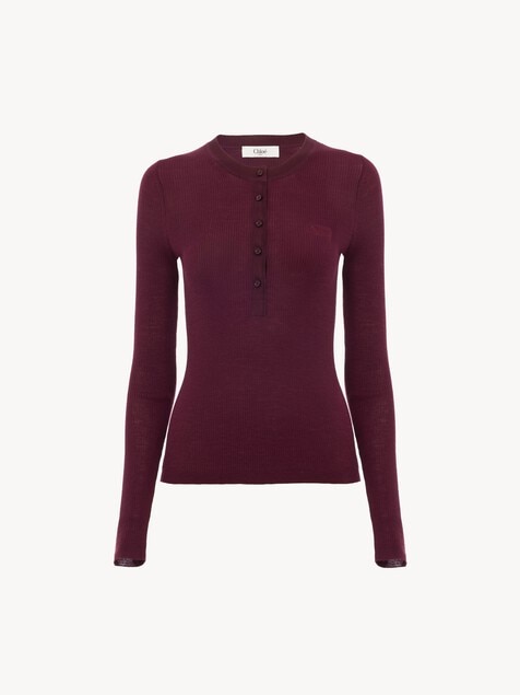 Henley shirt in superfine wool knit