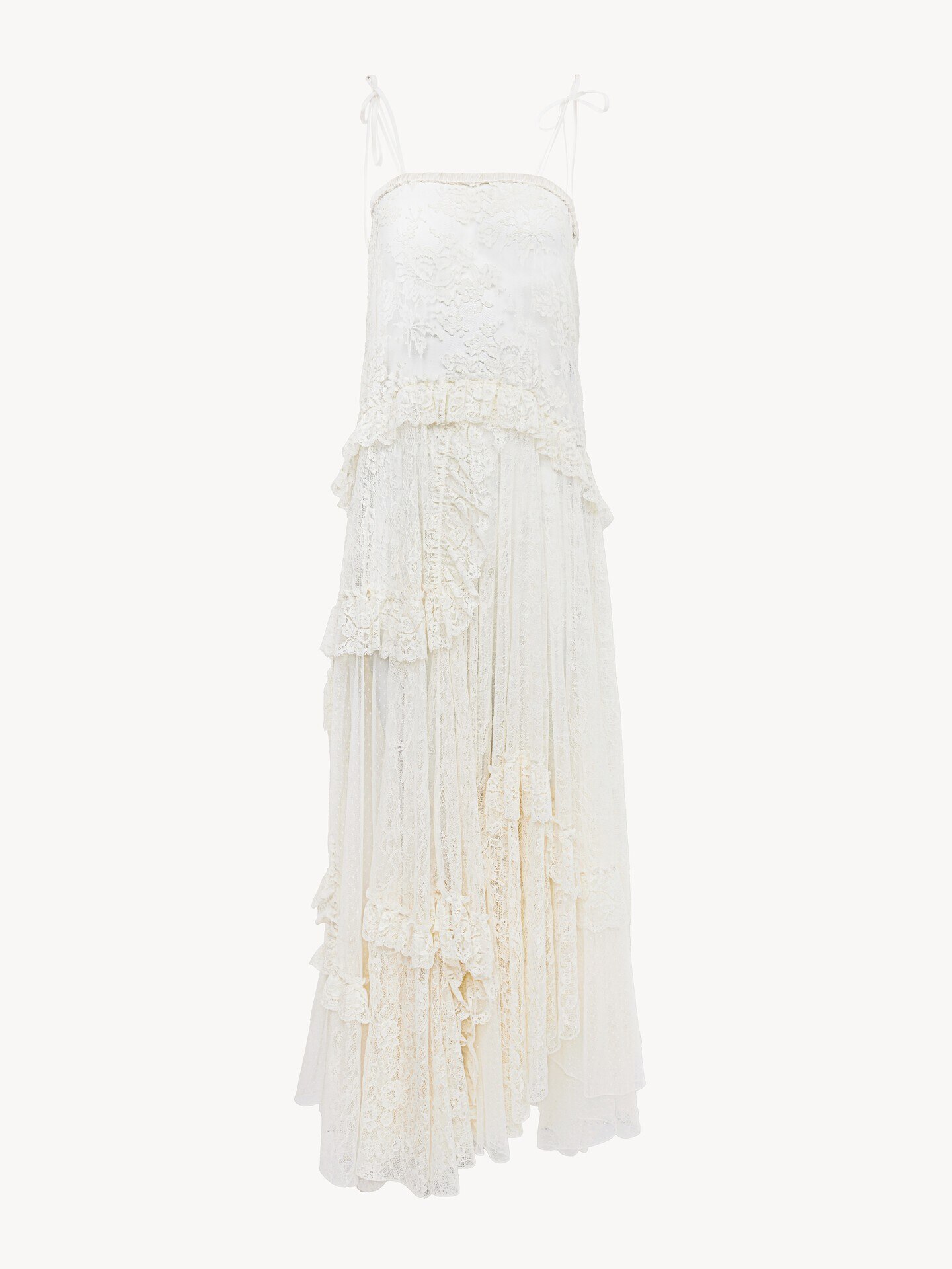 Thin-strap long dress in embroidered lace - 2