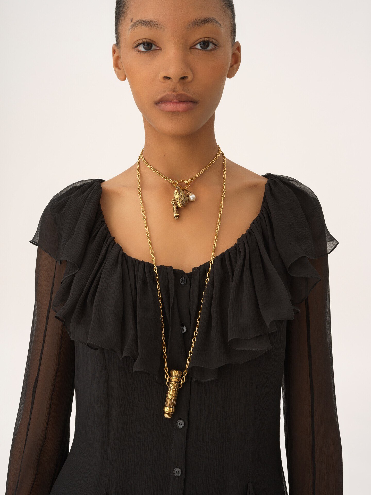 Pleated mini dress in silk mousseline - 7