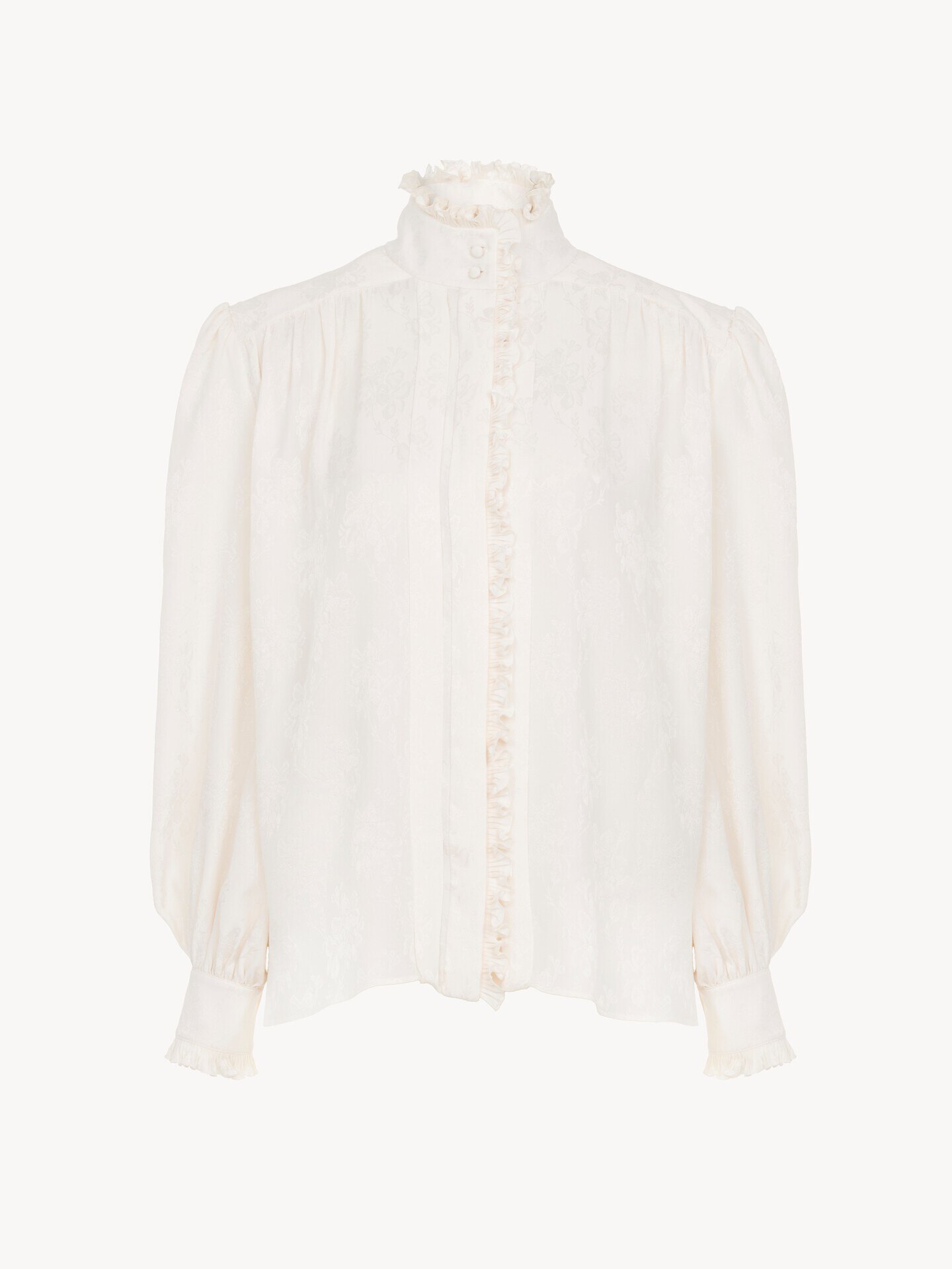 Blusa oversize con volantes de jacquard de seda - 2