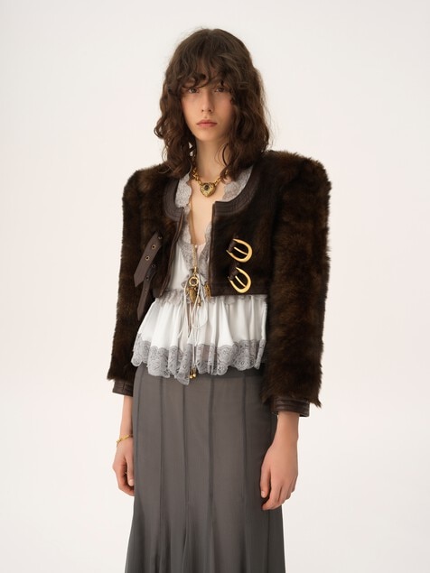 Cropped Spencer jacket in leather