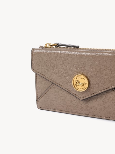 Small Envelope purse with card slots in grained leather