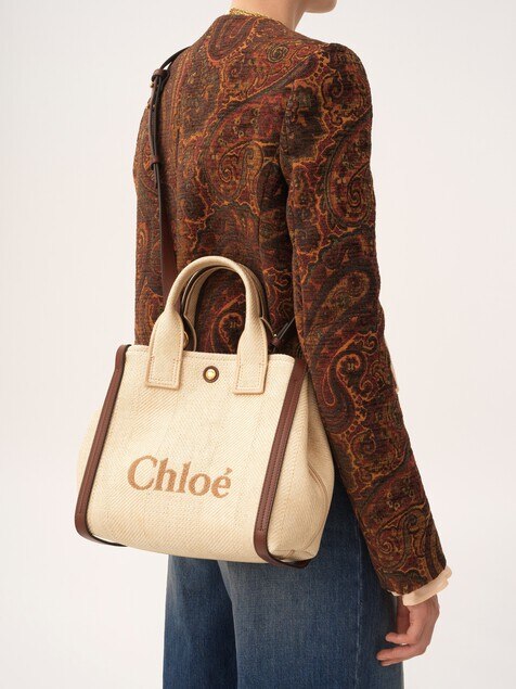 Small Chlo&eacute; Carry tote bag in raffia-effect fibres