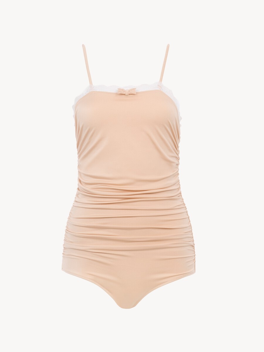 Lace-trimmed ruched bodysuit - 2