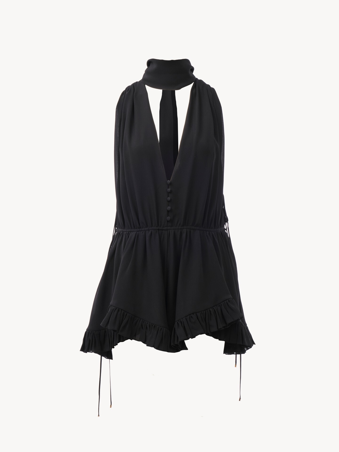 Mono con cuello en V de georgette de seda - 2