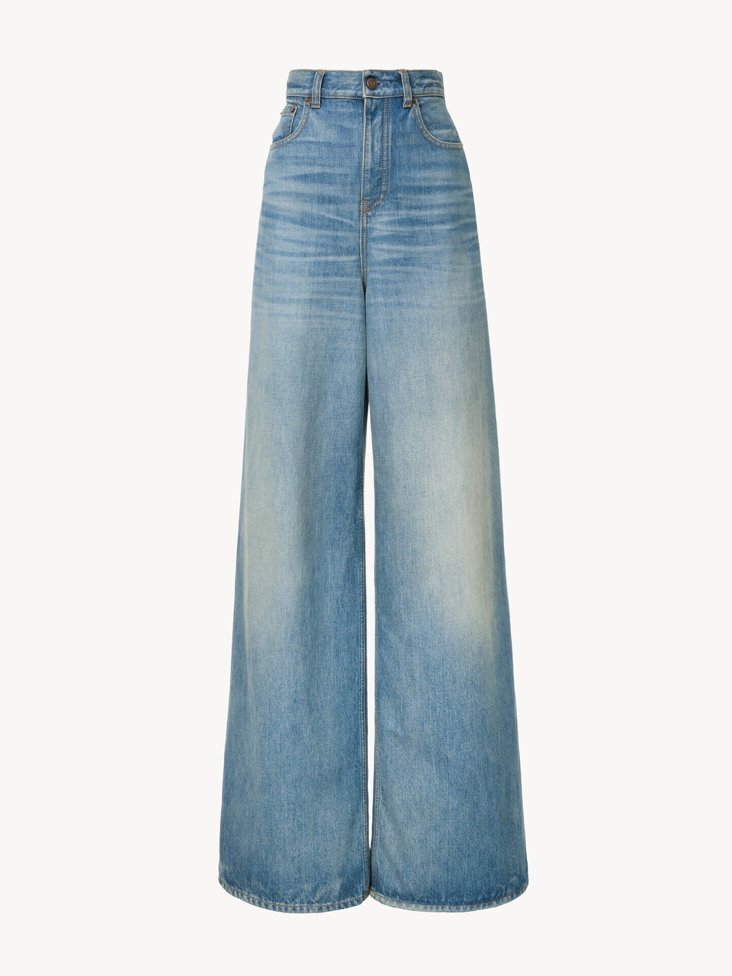 High-rise wide-leg jeans in denim - 2