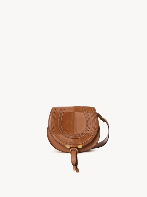 Small Marcie saddle bag in grained & suede leather