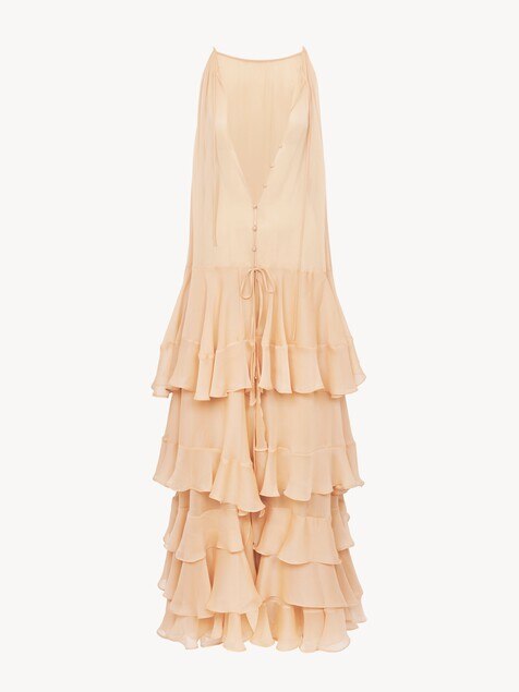 Tiered maxi dress in silk georgette