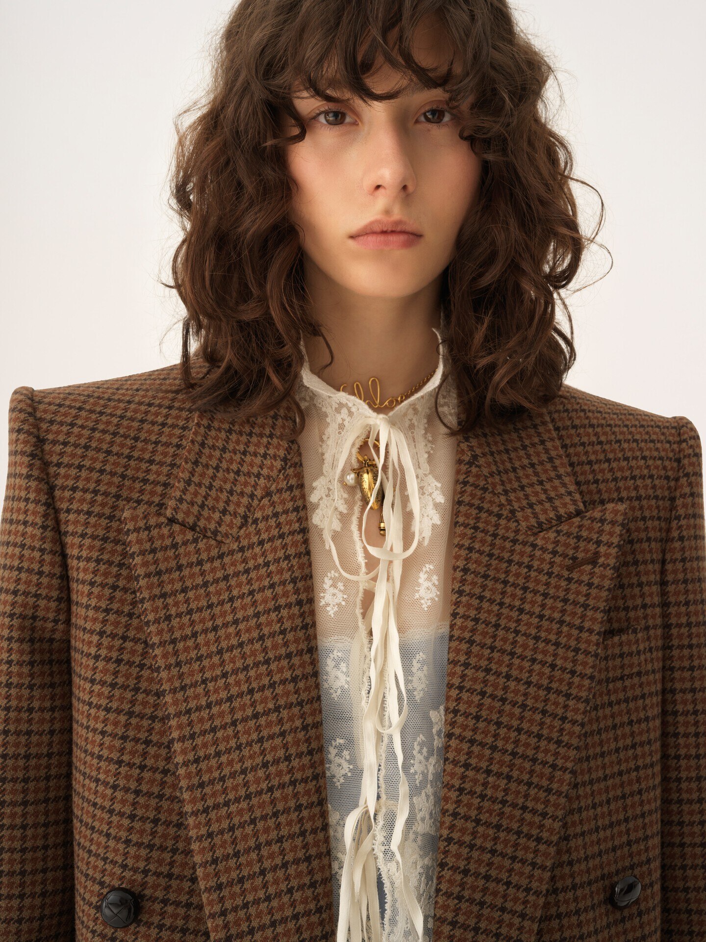 Tailored double-breasted jacket in houndstooth wool - 8