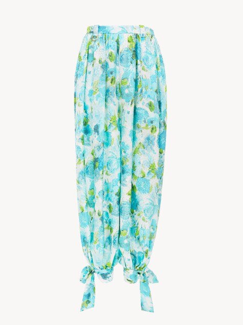 Pleated flowy trousers in silk jacquard