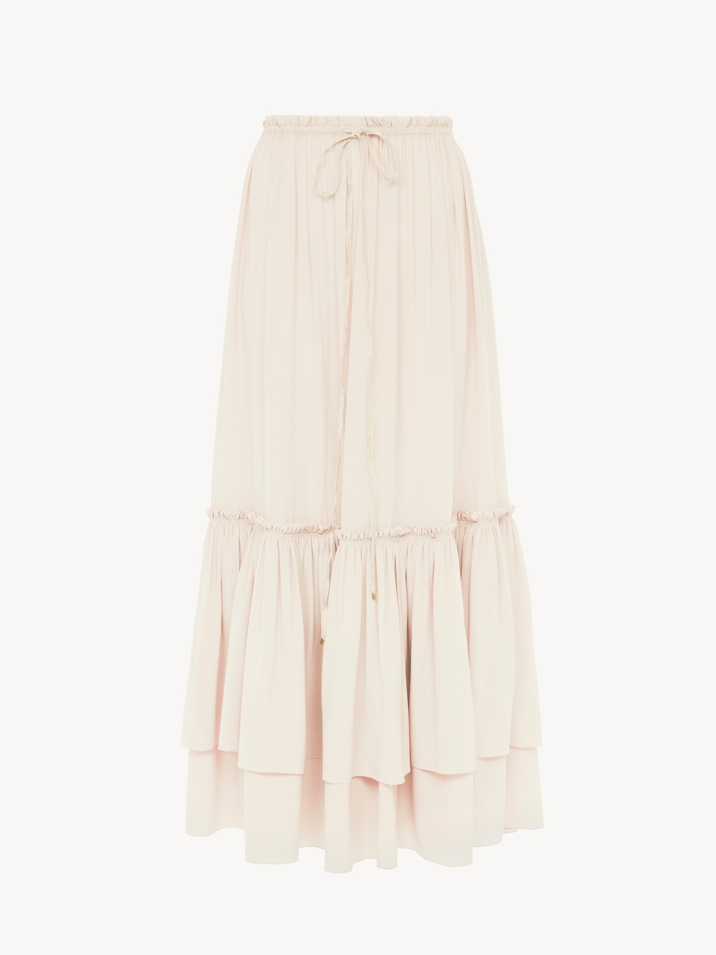 Long ruffled skirt in silk mousseline - 1