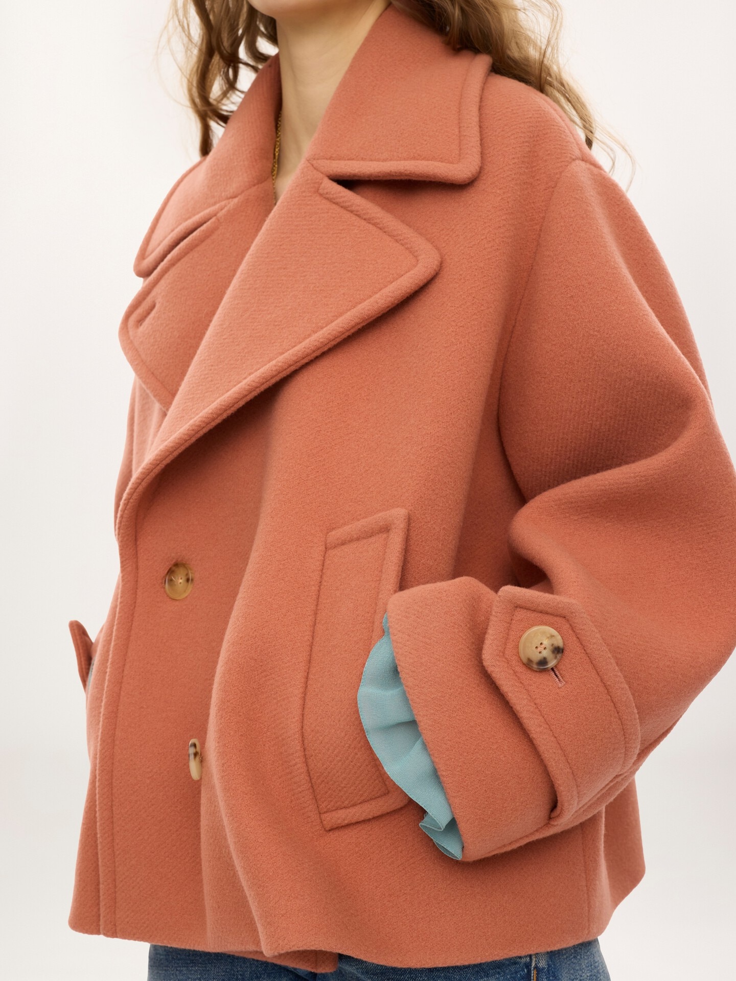 Oversized short coat in wool - 6