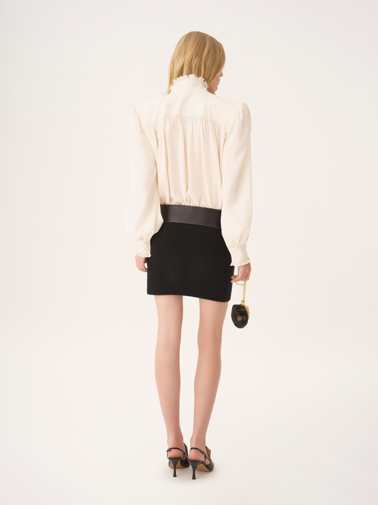 Blusa oversize con volantes de jacquard de seda - 6