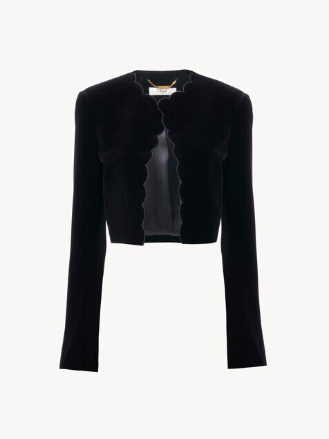 Chaqueta Spencer festoneada de terciopelo
