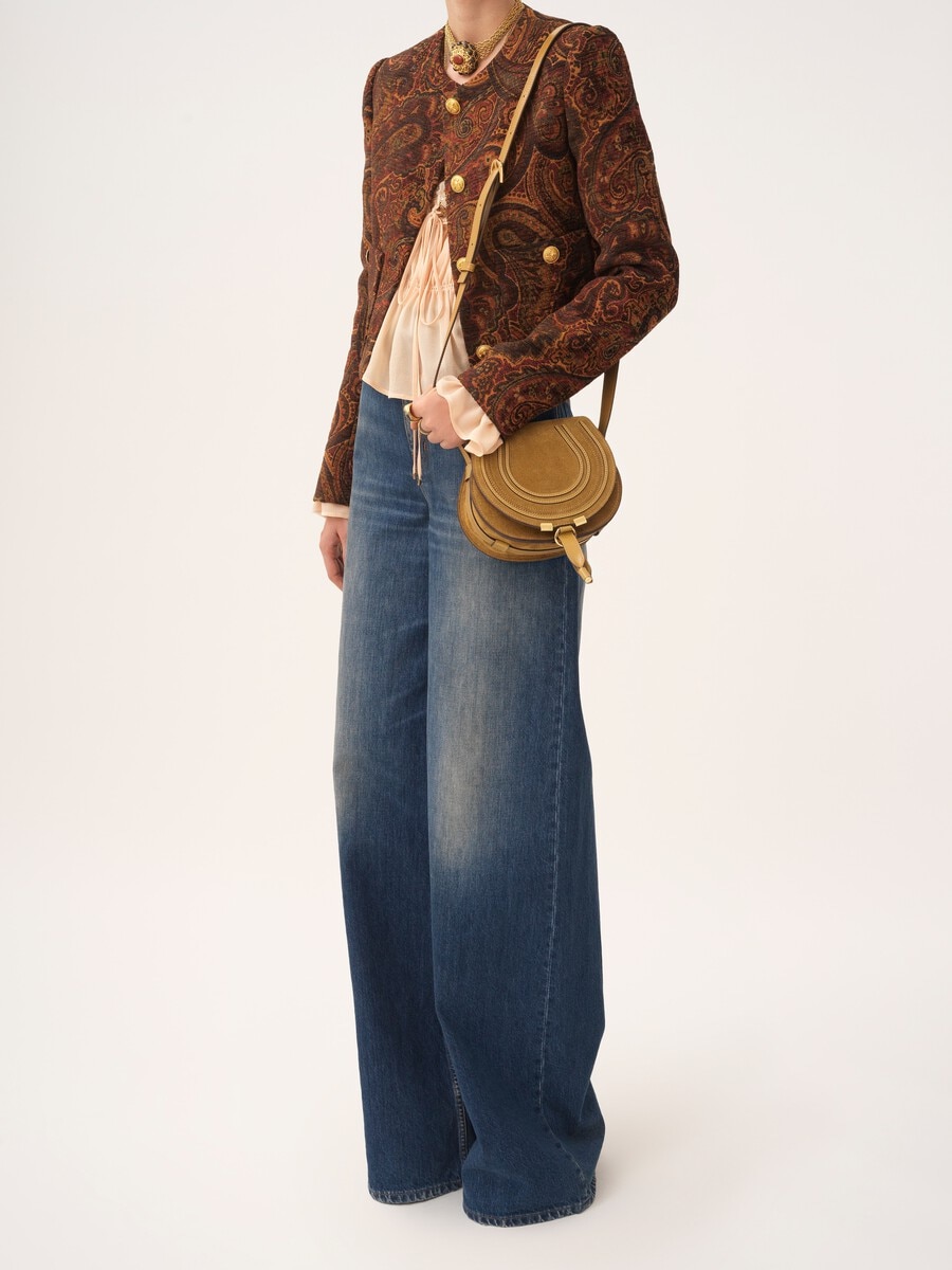 Small Marcie saddle bag in suede leather - 8