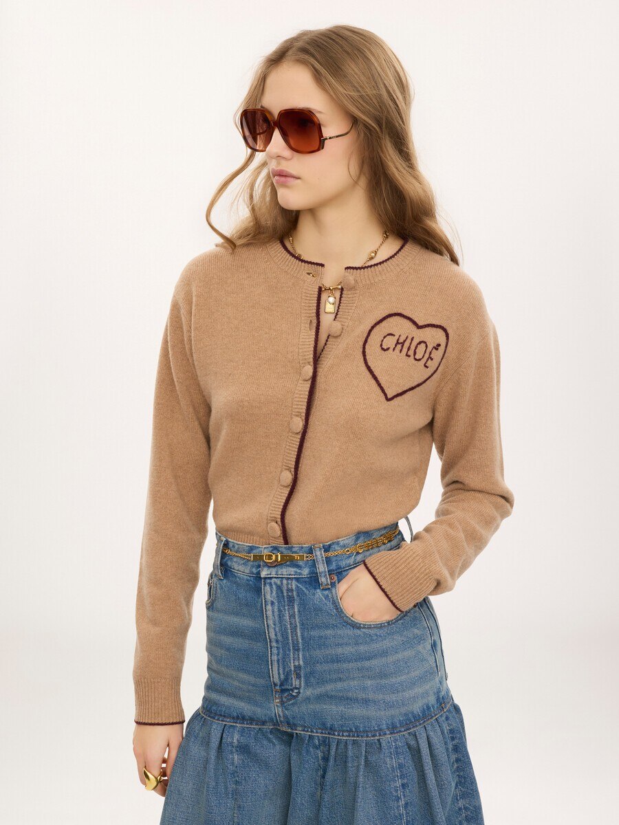 Fitted logo cardigan in a wool & cashmere knit - 4