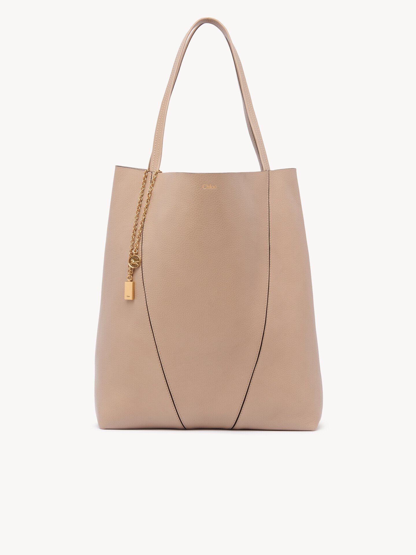 Large Chloé Spin tote bag in grained leather - 1