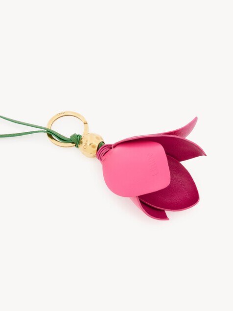Chlo&eacute; Symbols Tulip key ring bag charm in grained leather