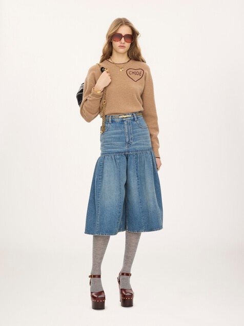 Jersey cropped ajustado con logotipo de punto de cachemira y lana