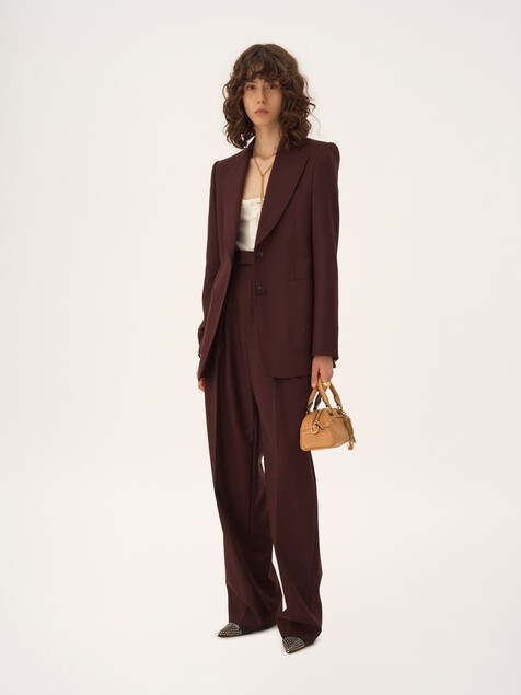 Single-breasted tailored jacket in wool gabardine