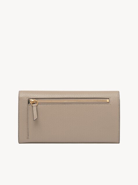 Envelope long wallet with flap in grained leather