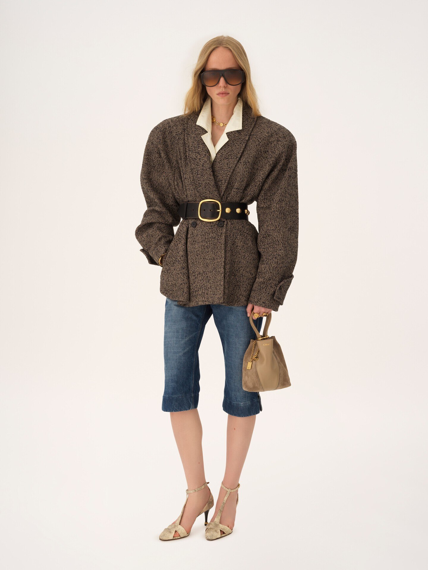 Small Chlo&eacute; Spin tote bag in grained and suede leather - 7