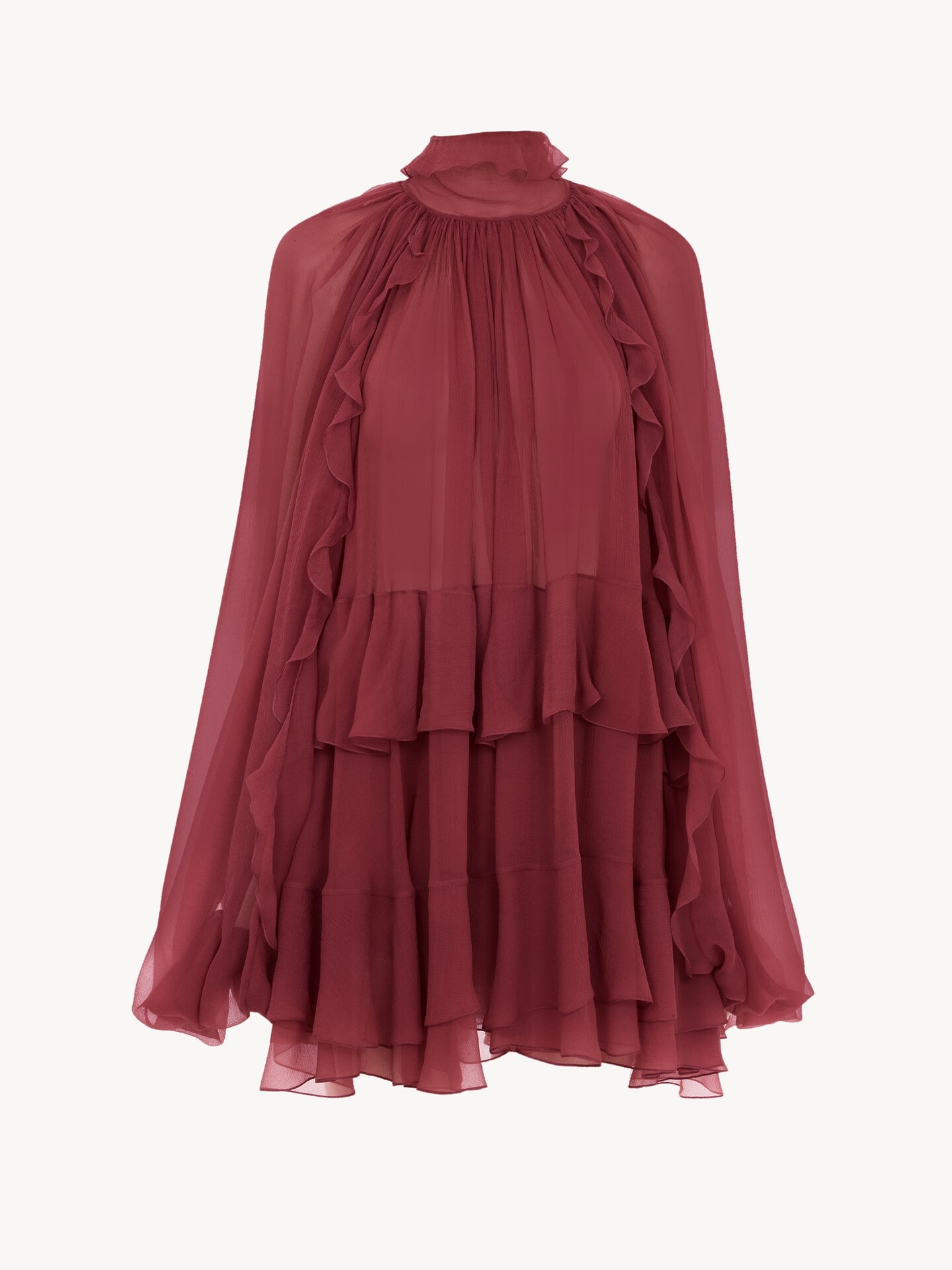Mini cape dress in silk mousseline - 2