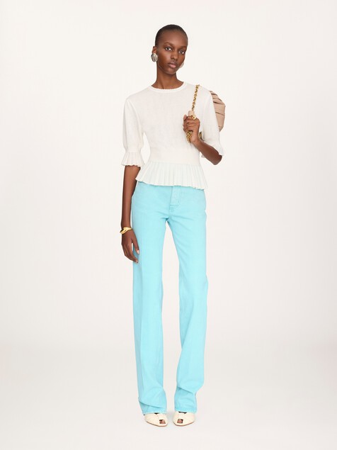 Jersey cropped con volantes de punto de lana