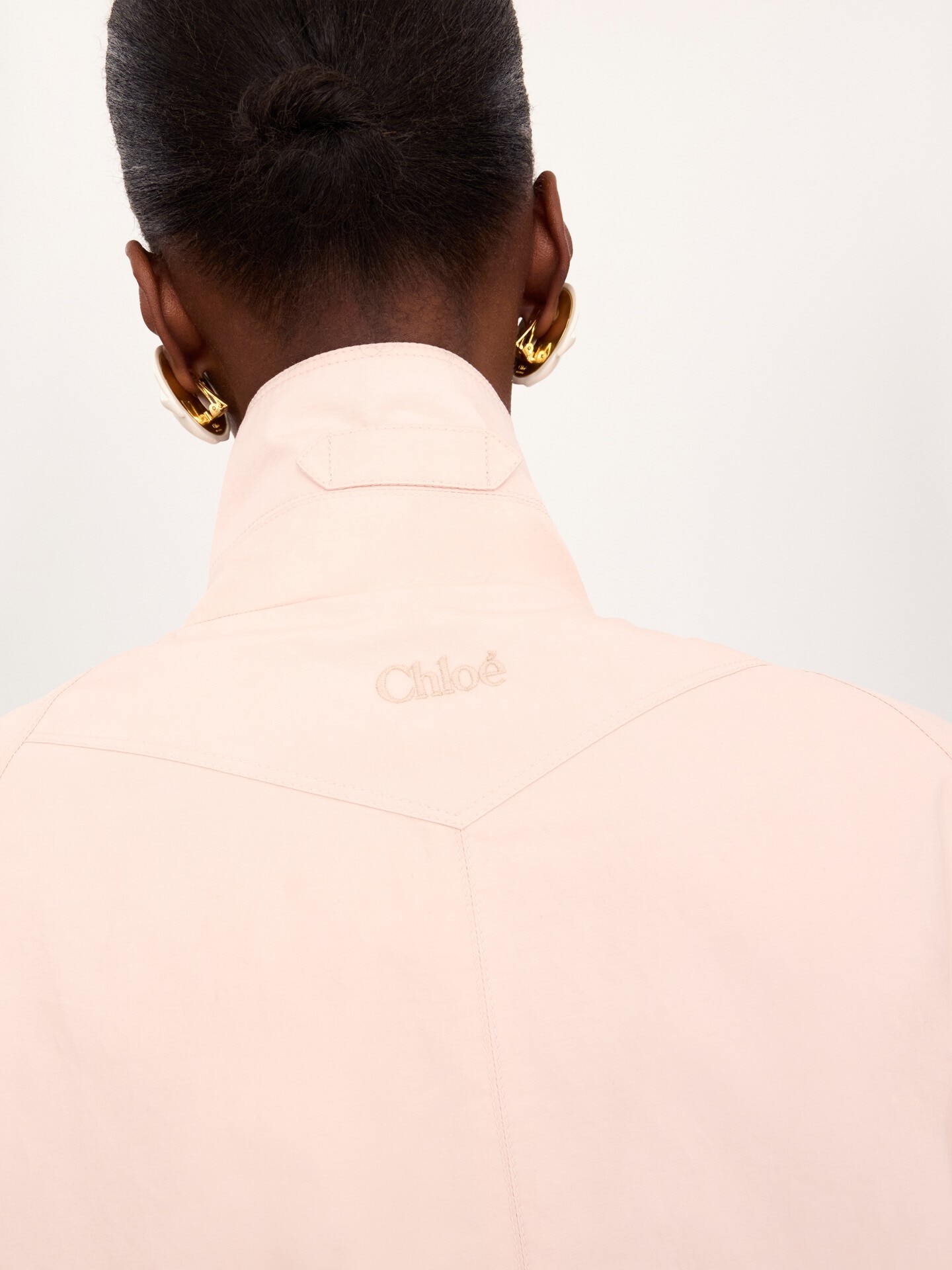 Oversized high-neck cape coat in cotton poplin - 7