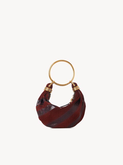 Mini Bracelet Hobo bag in suede leather & snakeskin