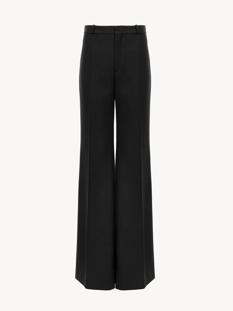 Pantalones de sastre acampanados de lana grain de poudre