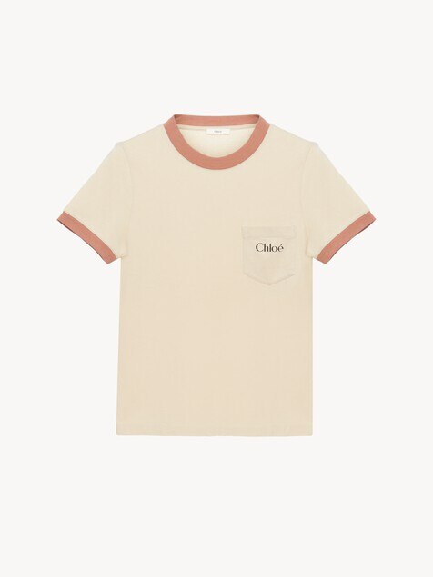 Camiseta de cuello redondo con logotipo de jersey de algod&oacute;n